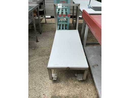 Chariot mobile en acier inoxydable avec table de découpe