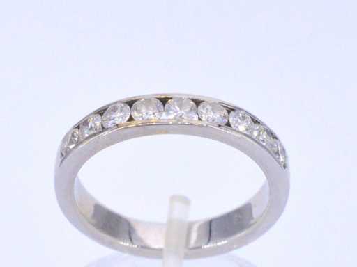 White gold half alliance ring with diamond