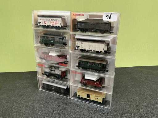Fleischmann 5347 / 5207 / 5058 / 5348 / 5862 / 5059 / 5826 / 5201 / 5766 / 5430 Wagon miniature (10x)