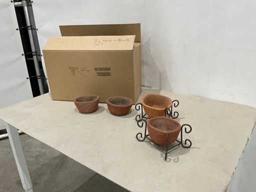 Terracotta schaaltje in houder (9x)