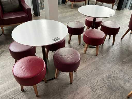Hutten - Bistro table with 4 low stools (2x)