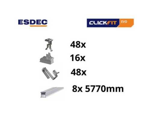 Esdec - ClickFit Evo - Komplettes Montageset für 20 Panels ClickFit Evo (grau)