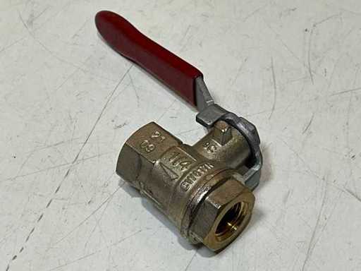 Ball valve S90 1/4"bn. DN8 vern Geomet lever red (10x)