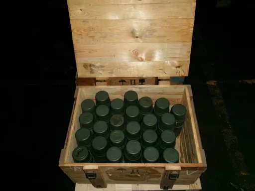 Holl. Bouteille thermos 1L, défectueuse, dans une boîte en bois (G3) (25x)