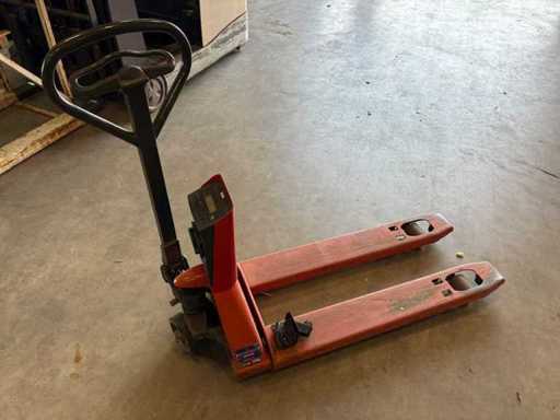 Handpalletwagen met ingebouwde weegschaal.