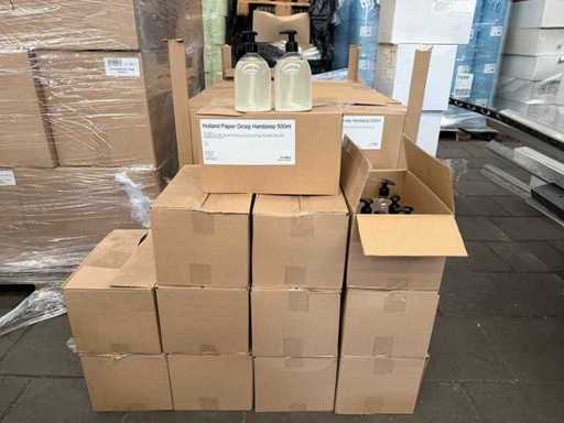 Bottiglia di sapone trasparente con pompa nera, sapone a lozione bianca da 500 ml (96x)