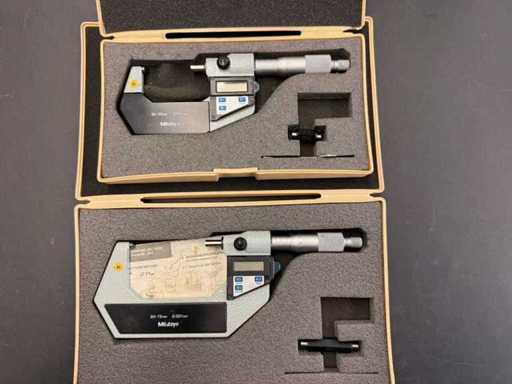 Mitutoyo - Posten (2x) Digital Außenmikrometer Bügelmessschraube 25 - 75 mm