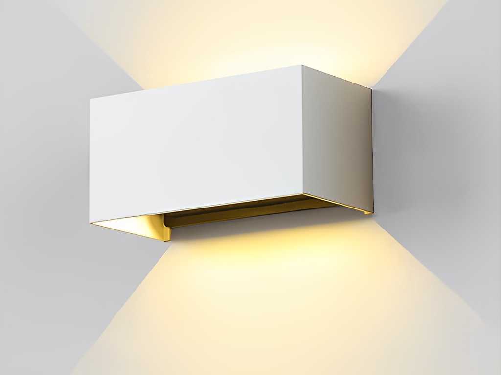 12W LED Applique Murale Blanc Sable Rectangulaire Double Duo Lumière Réglable Étanche (4x)