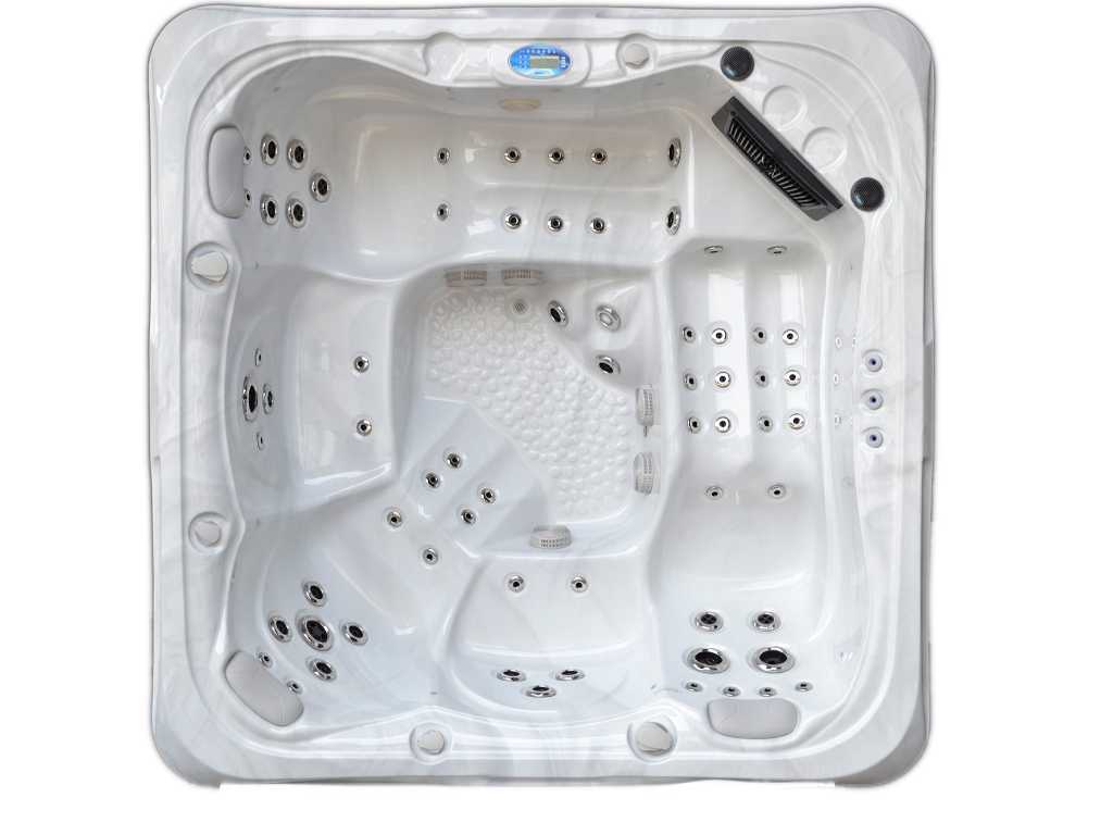 Spa all'aperto per 5 persone 230x230 cm - Vasca da bagno bianca come la neve / lato nero - Incl. Bluetooth
