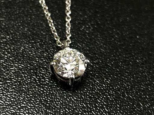 Pendente in oro bianco 18 carati con diamante rotondo da 0,53 ct - E/VVS2