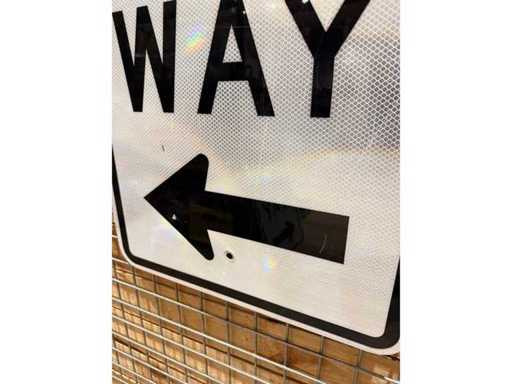 White one-way road sign - Decorative object