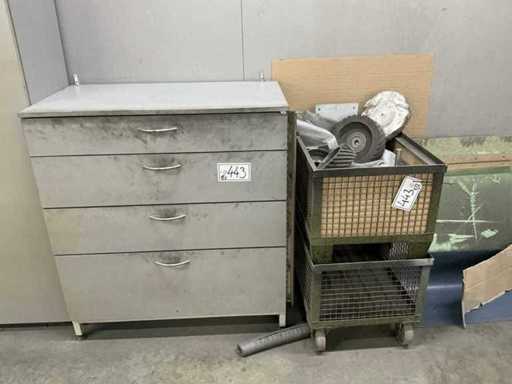 Armoire d’atelier de lot et chariot de manutention de matériaux avec contenu