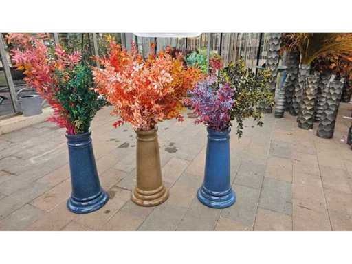 Set esclusivo di 3 vasi in terracotta smaltata inclusi fiori artificiali