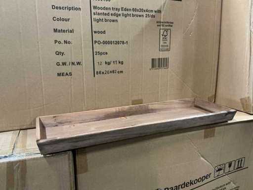 Lot Drewniana taca Eden 60x20x4cm z skośną krawędzią, jasnobrązową (275x)
