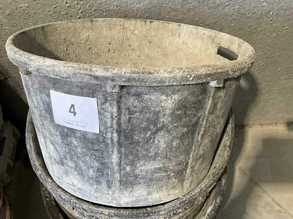 9 various plastic mortar tubs