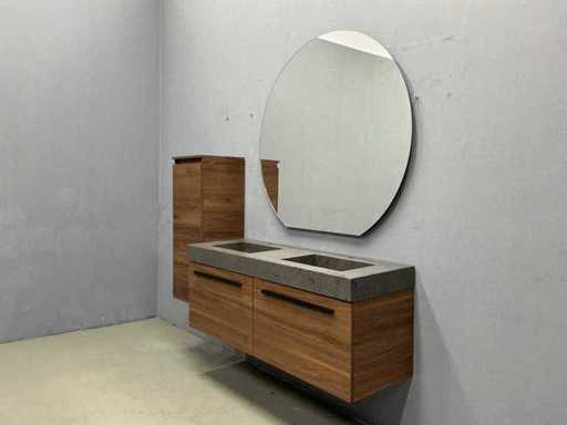 Detremmerie – Wallnut/Marmor Carrara – Badezimmermöbelset 140 cm
