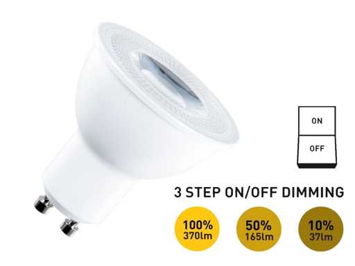 4.9W GU10 LED Spot Aan/Uit dim met lens 3000K (50x)