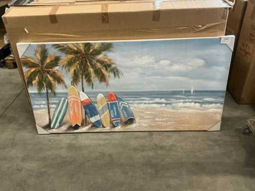 Partij schilderijen oil beach 70x140cm (17x)