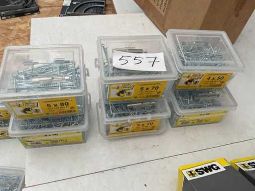 6 Eimer Holzschrauben mit Bohrern und Magnethalter