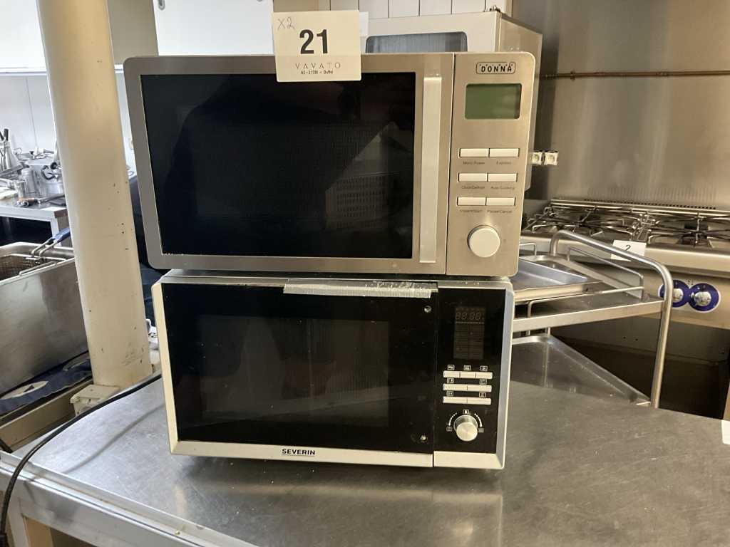 2 various stainless steel microwaves