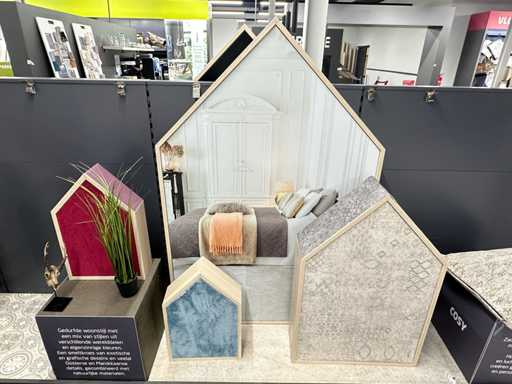 Houten decoratieve huisjes (16x)