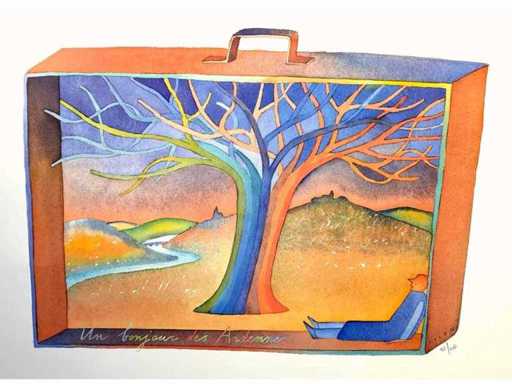 Jean-Michel Folon - Un bonjour des Ardennes - lithograph