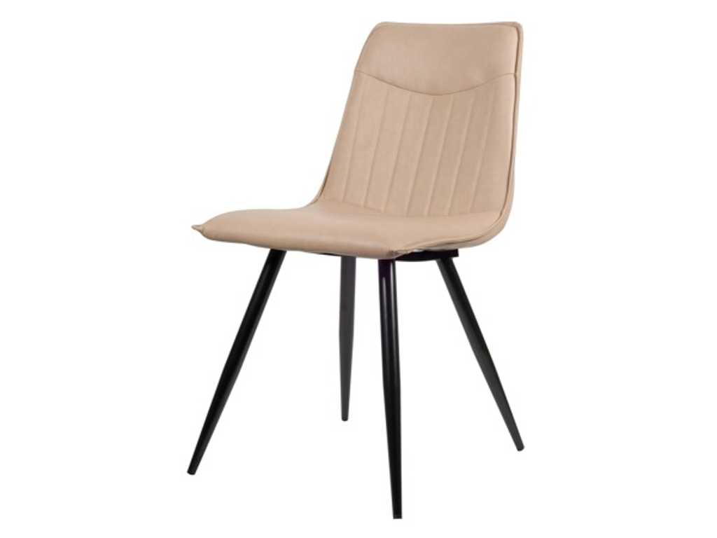 6x Design dining chair beige pu leather 