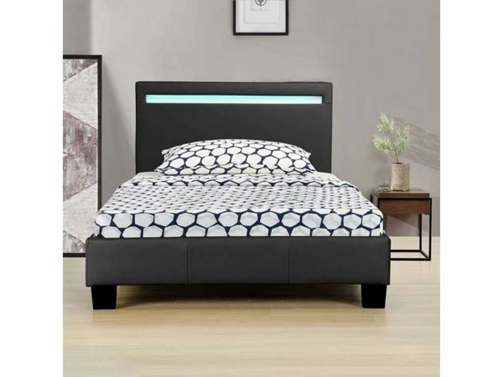 2 x Gestoffeerde bedden 90 x 200 cm met bedbodem en LED