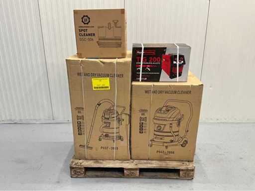 Remnant items 4 pieces - vacuum cleaner wet and dry 80l + 60L - Spotcleaner - Hyperwelding TIG 200