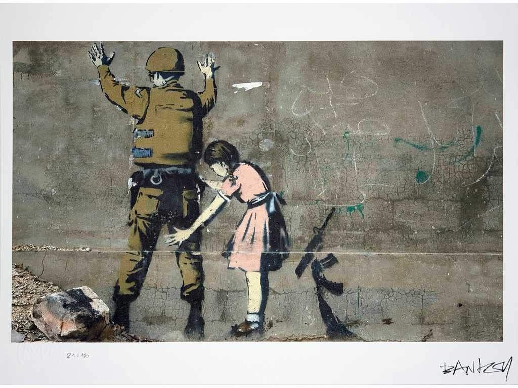 Banksy (geboren in 1974), gebaseerd op - Girl Frisking Soldier