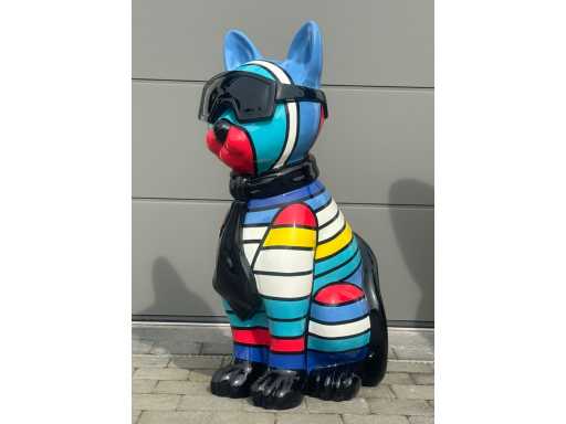 Kat met bril multicolor streepjes