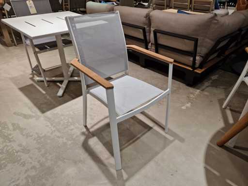 2 x chaise empilable Azure Alu Bilbao White Matt Alu + Tex gris clair + teck