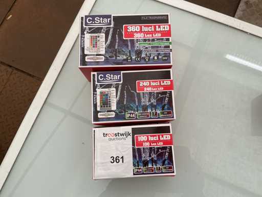 C.Star. Schutzart IP44. Innen- / Außenbereich, Weihnachts-LED-Beleuchtung. (3-fach)