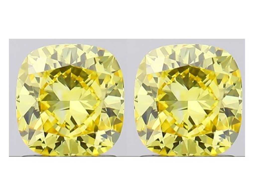 Gecertificeerde Diamond Fancy Vivid Yellow VS2 1.01 & 1.04 Cts