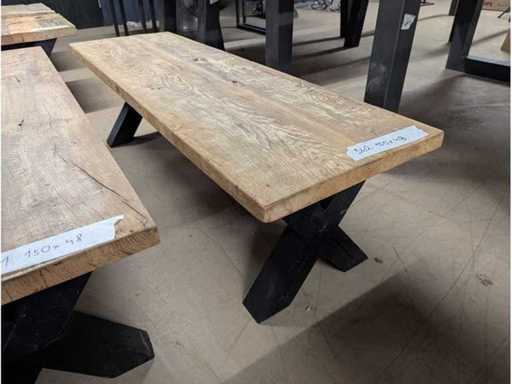 Coffee table rustic Oak 150 x 50 x 45cm. Metal x base