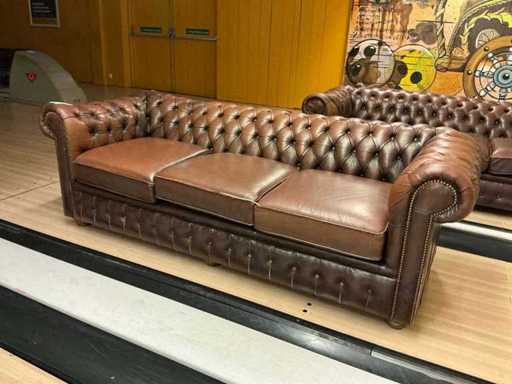 Delta Chesterfield 3 Seater Leather Sofa Set