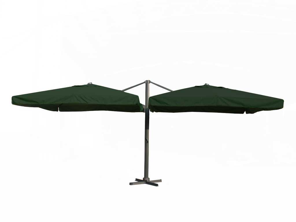 Umbrelă dublă suspendată verde închis (2 * 300x300cm)