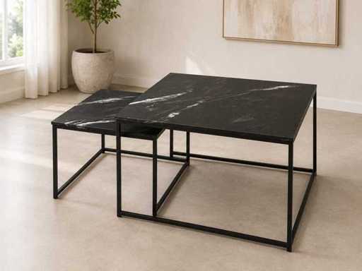 Baumwoll-Couchtisch-Set mit 2