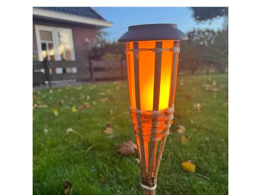 Bambou - Torches - Naturelles - Moso - Énergie solaire à LED - Arrosage de jardin (2x)