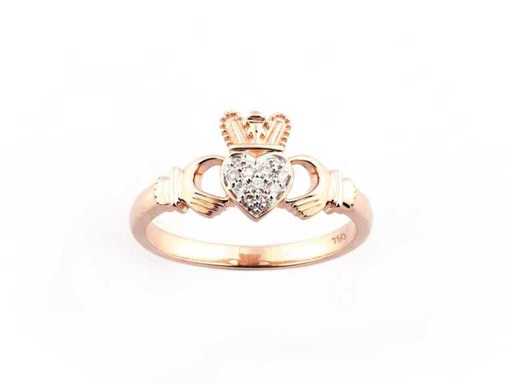 18 KT roze gouden ring met natuurlijke diamant