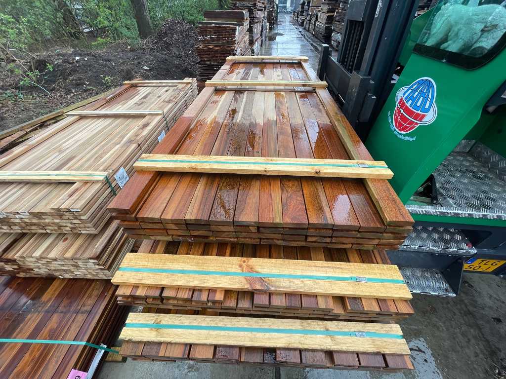 IPE hardhouten planken geschaafd 21x70mm, lengte 46/305cm, 50/245cm (96x)