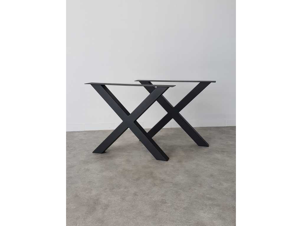 Lot de 2 pieds de table design en métal, en forme de X