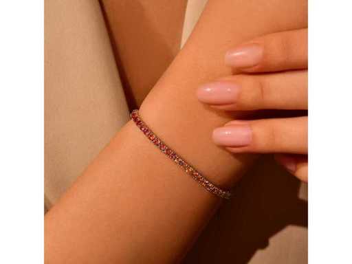 Magnifique bracelet saphir naturel multicolore de luxe 6,05 carats en or blanc 18 carats