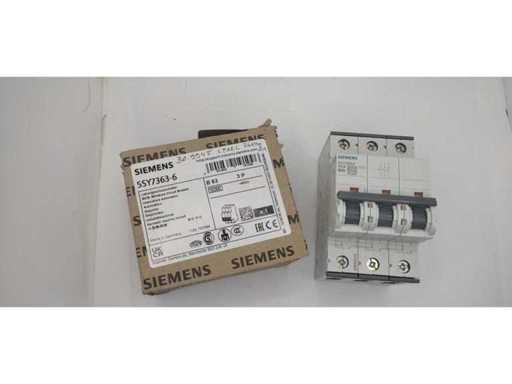 SIEMENS - 5SY7363-6 - Miniaturowy wyłącznik obwodowy 3biegunowy B 63A "15kA"