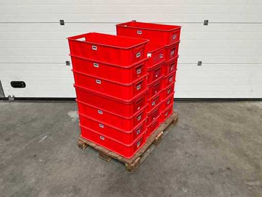 Palette avec 20 caisses en verre