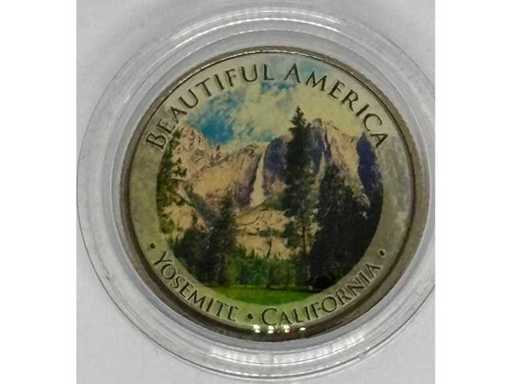 USA Quarter Dollar – Prachtig Amerika "Yosemite California" – Gekleurde munt