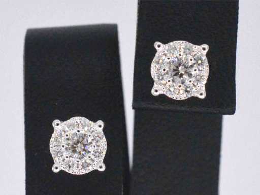 Cercei de aur alb cu diamante