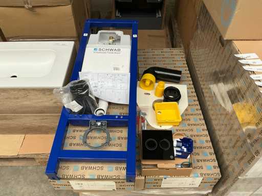 Duplo WC380 4/2 éclairage Réservoir de toilettes intégré avec plaque sous pression