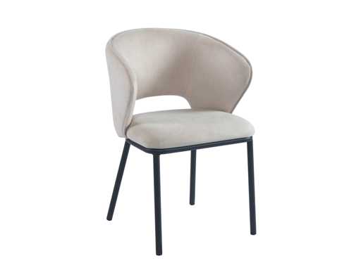 Colenis - Sedia da pranzo Elizabeth - Set di 6 - Beige - Velluto - Gambe nere