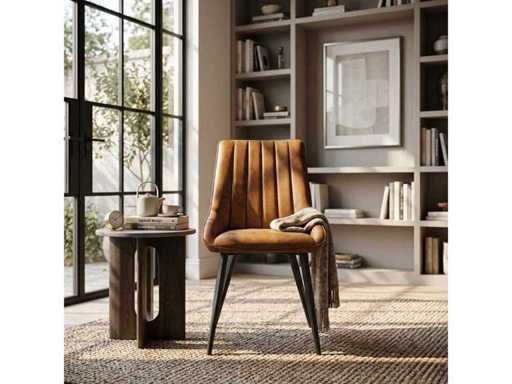 Set mit 4 Esssessel-Tub-Cognac